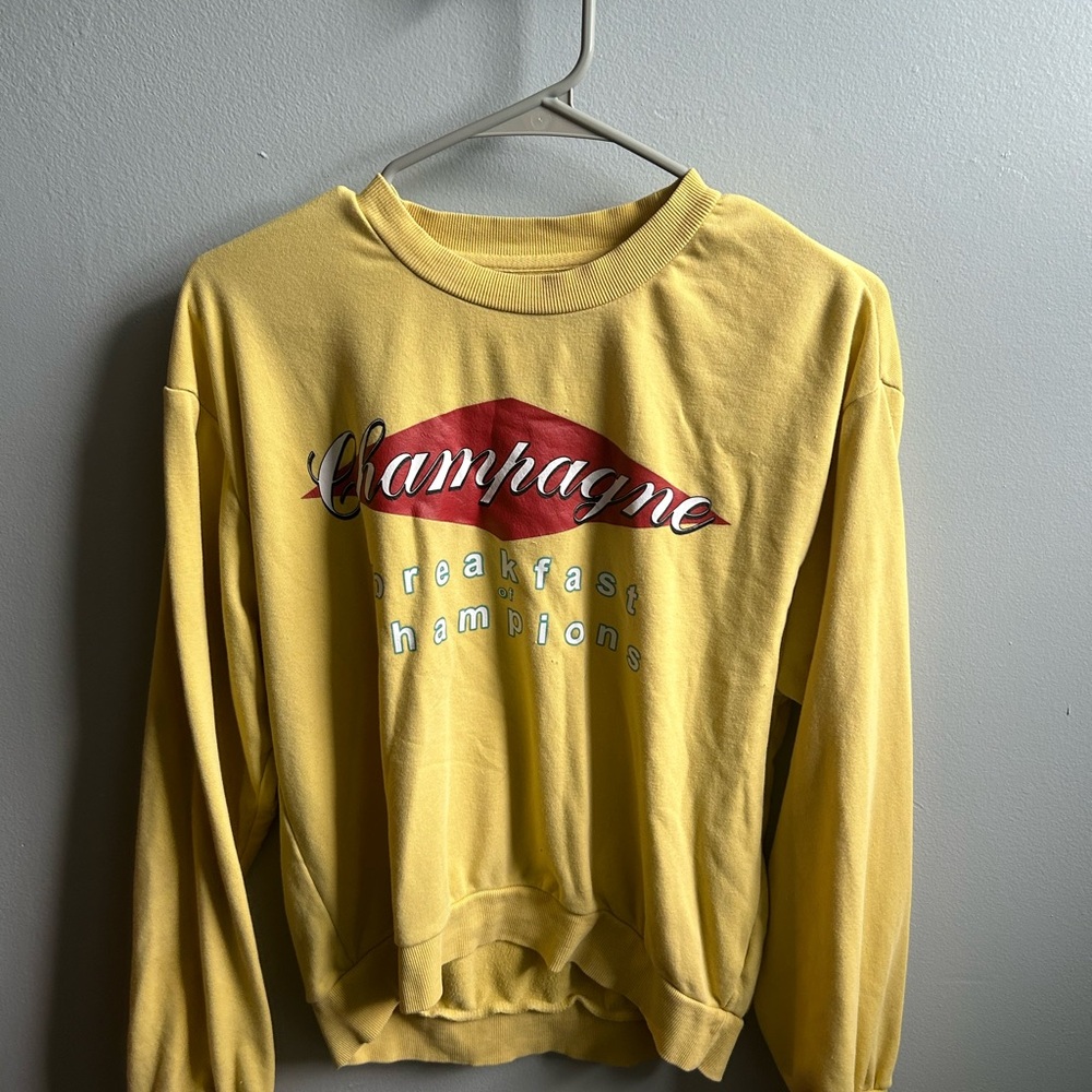 Yellow Crewneck Sweater with Ribbed Cuffs